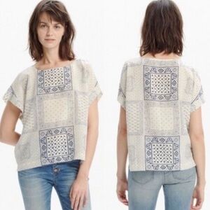 Madewell Kyoto 100% Silk Bandana Print Top in size Small
